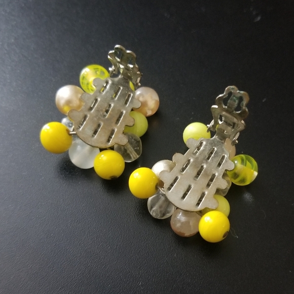 Japan Vintage Neon Cluster Clip Earrings. HOT! - Picture 4 of 16